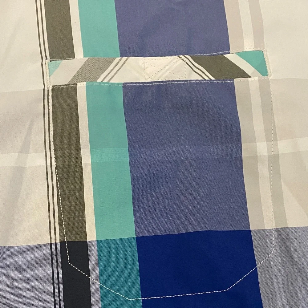 Chaps Men's Aqua and Navy Plaid Shirt - Picture 4 of 11